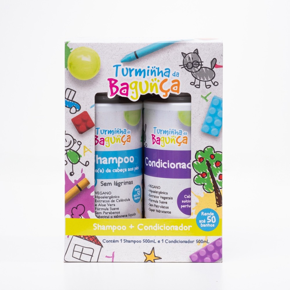 Kit shampoo e condicionador Turminha da Bagunça de 500 mililitros