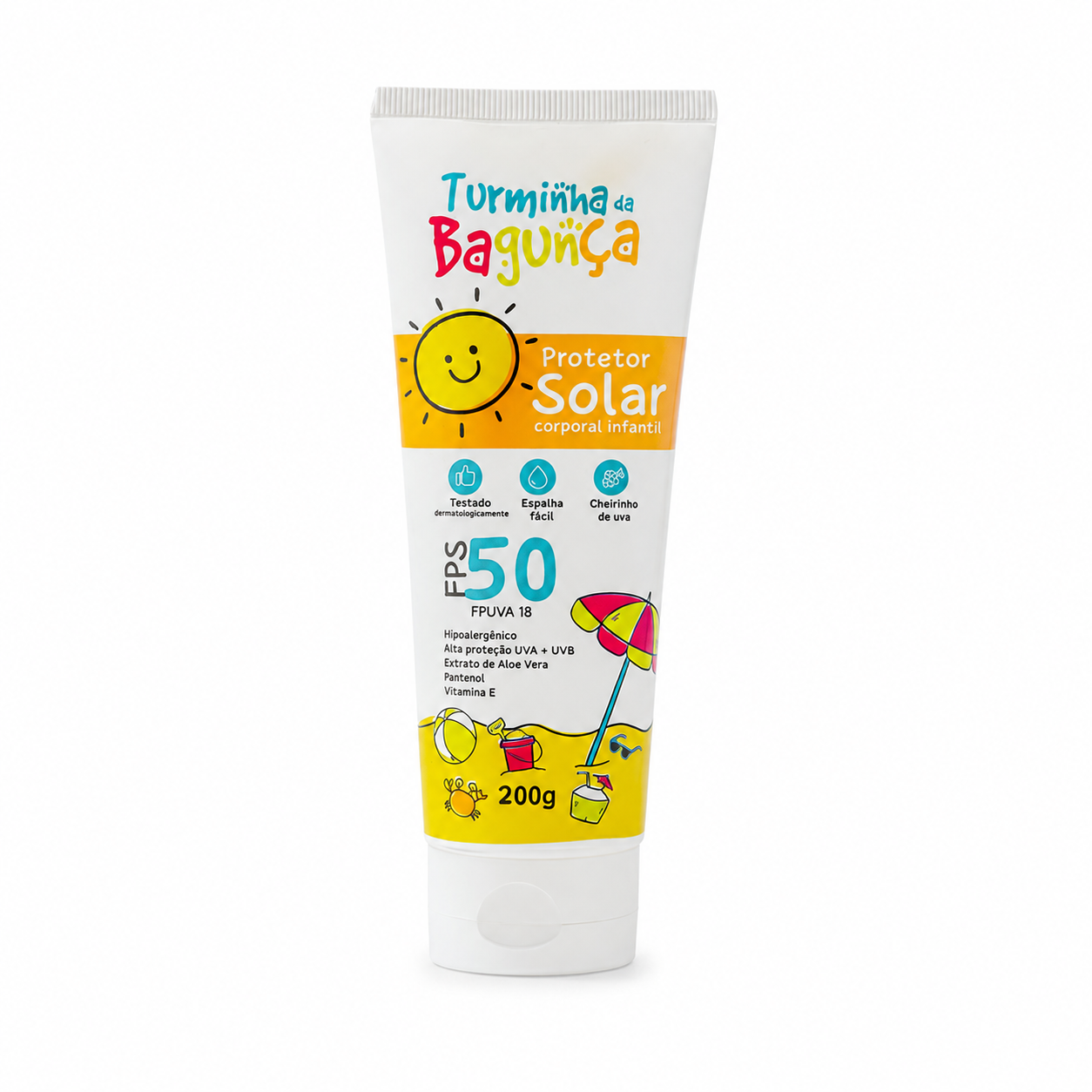 Protetor solar corporal infantil Turminha da Bagunça FPS 50 de 200 gramas