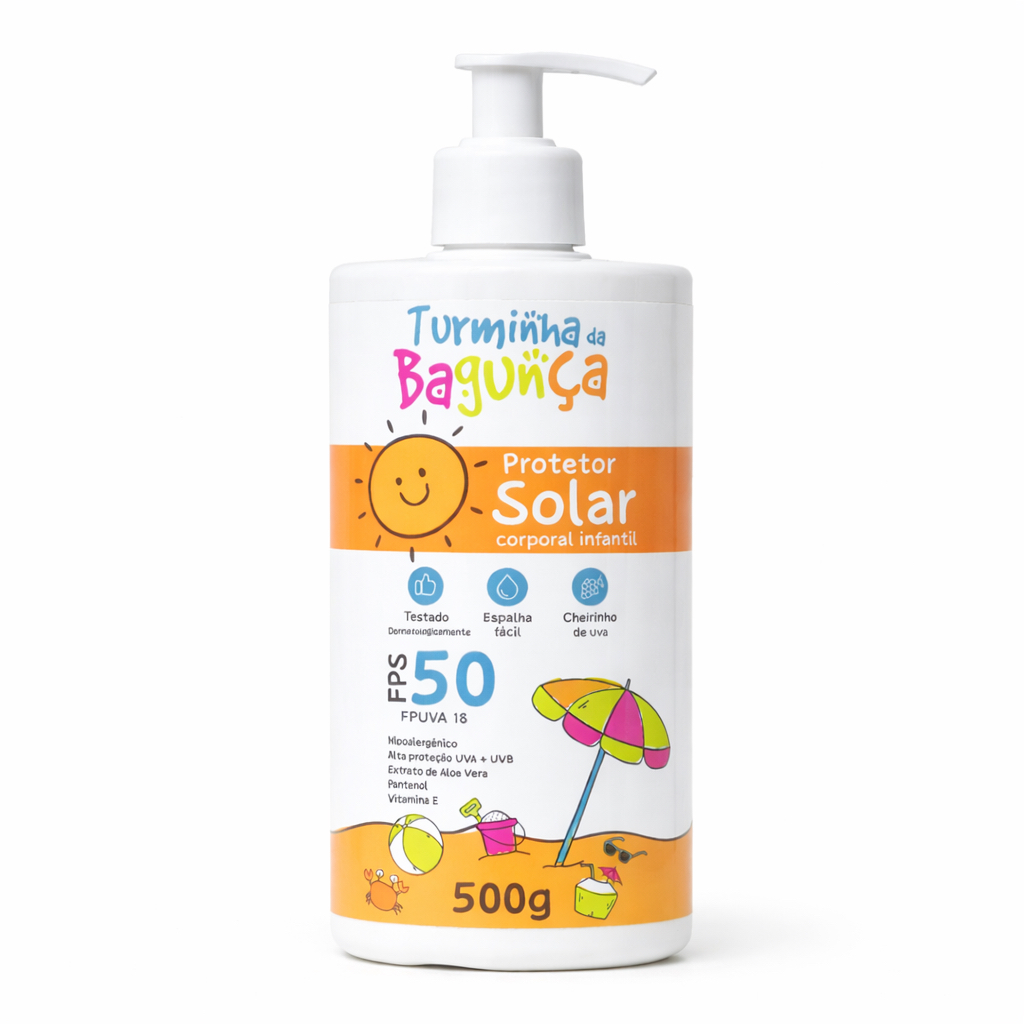 Protetor solar corporal infantil Turminha da Bagunça FPS 50 de 500 gramas